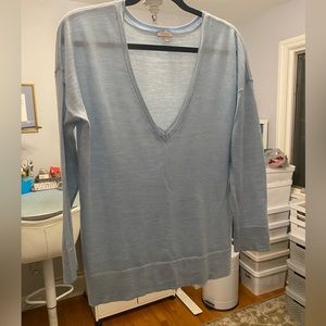 JJill pale blue merino wool v-neck sweater